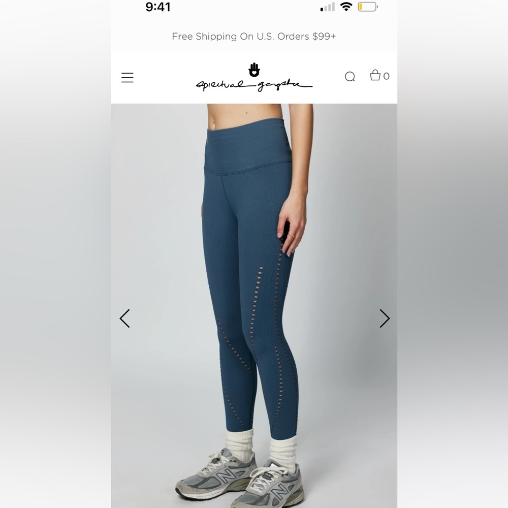 Size M/L Spirtual Gangster blue leggings with detailing on the side.